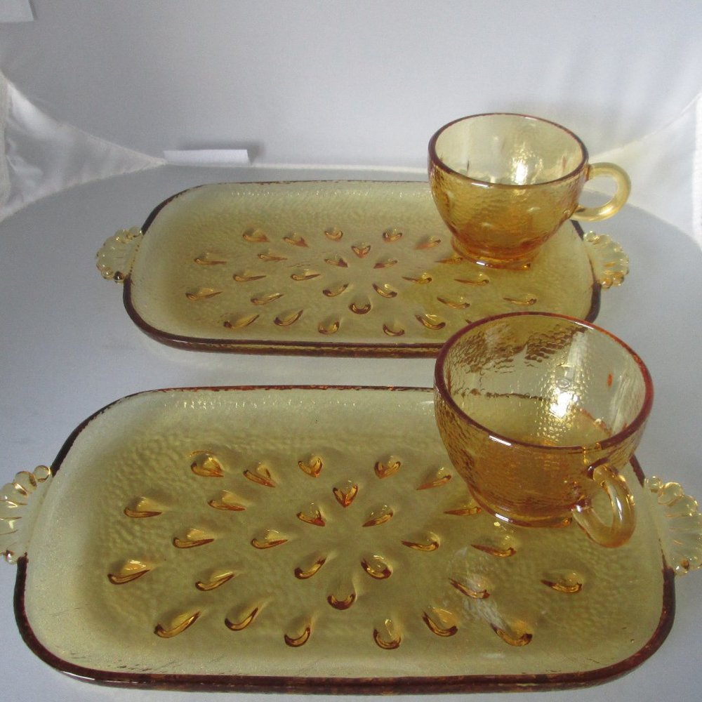 4/$40 Two 2 pc. Amber Snack Sets with matching cups